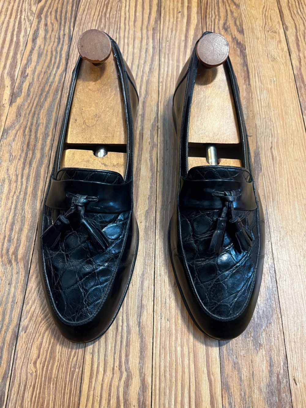 Bally Lucio Black Leather Tassel Penny Loafers